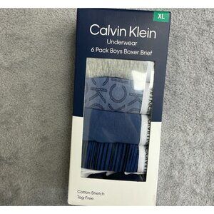 NEW Calvin Klein Boys XL 6 Pack Boxer Brief Underwear Cotton Stretch Multicolor